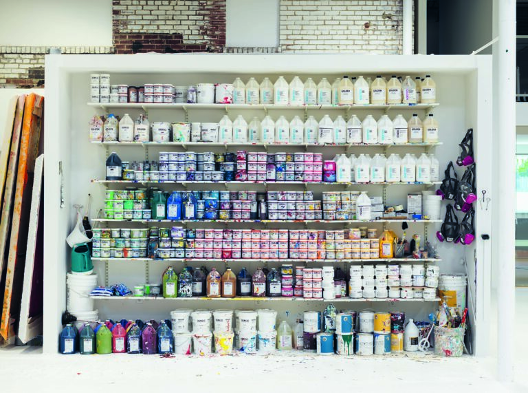 A snapshot of Sam Gilliam's studio.