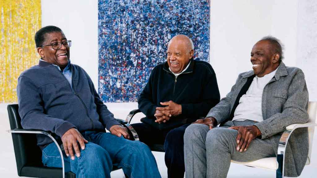 Sam Gilliam, Melvin Edwards and William T. Williams, 14th Street studio, Washington, D.C., 2022