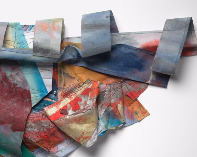 Phantom thread … a close up of Sam Gilliam’s Doonfeeny Lower, 1994. Photograph: Mark Gulezian/Image Courtesy of Sam Gilliam Foundation Photography by Mark Gulezian/QuickSilver